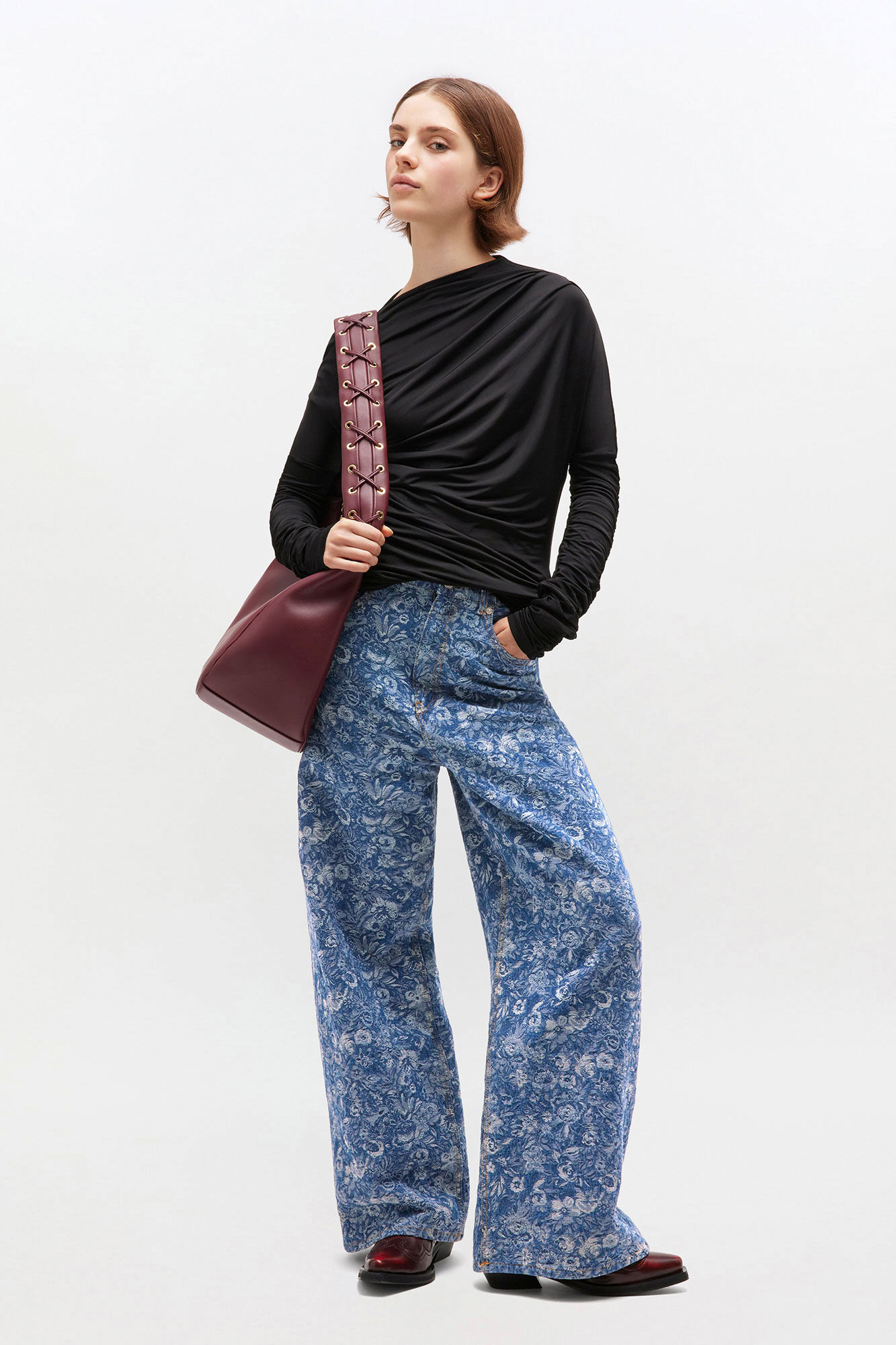 BLUE TAPESTRY BAGGY JEANS - 2
