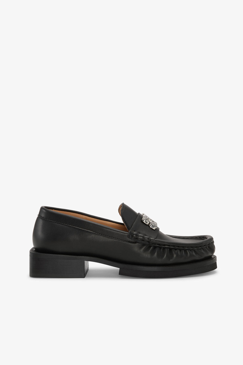 BLACK BUTTERFLY LOGO LOAFERS 1