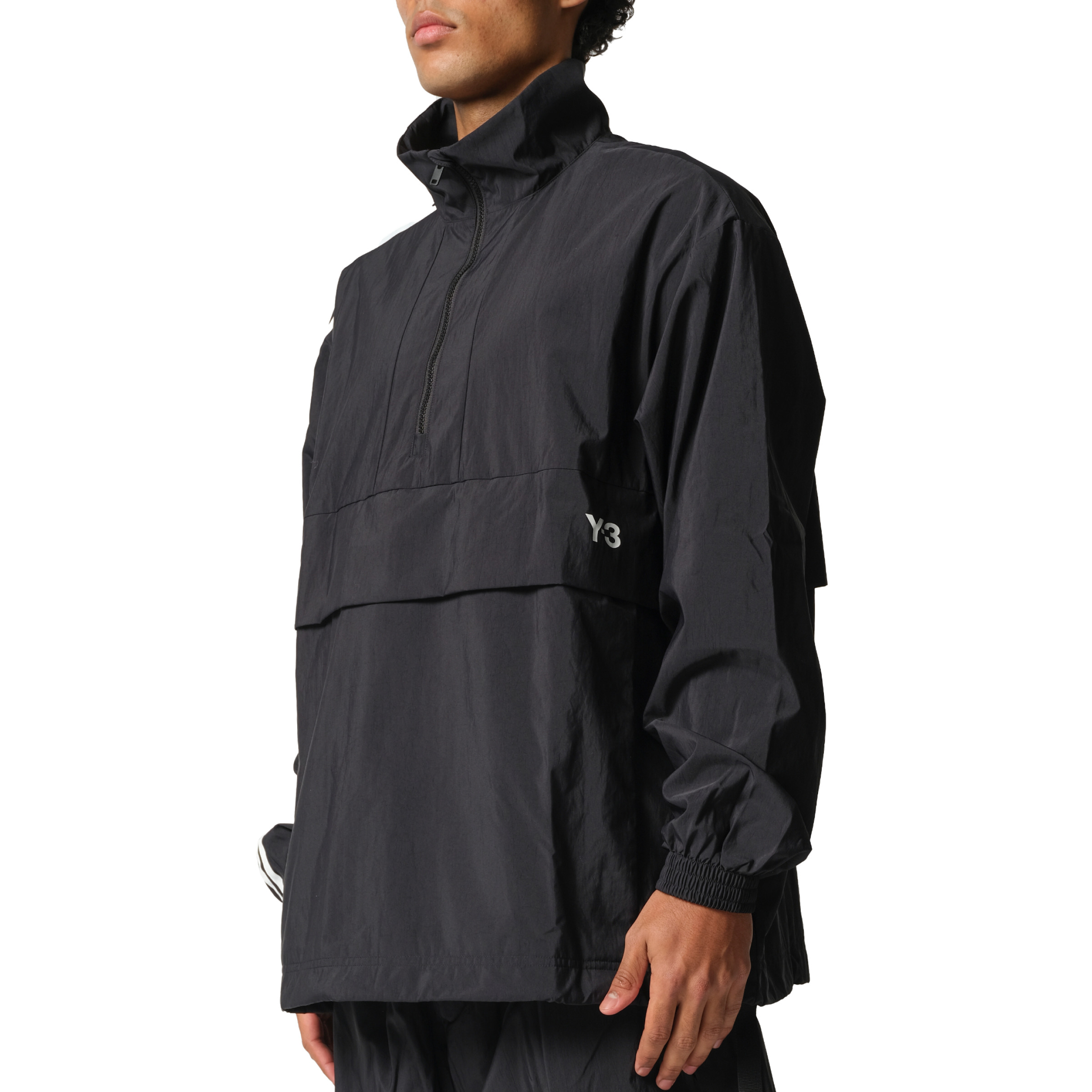 3 Stripe Nylon Anorak in Black - 5