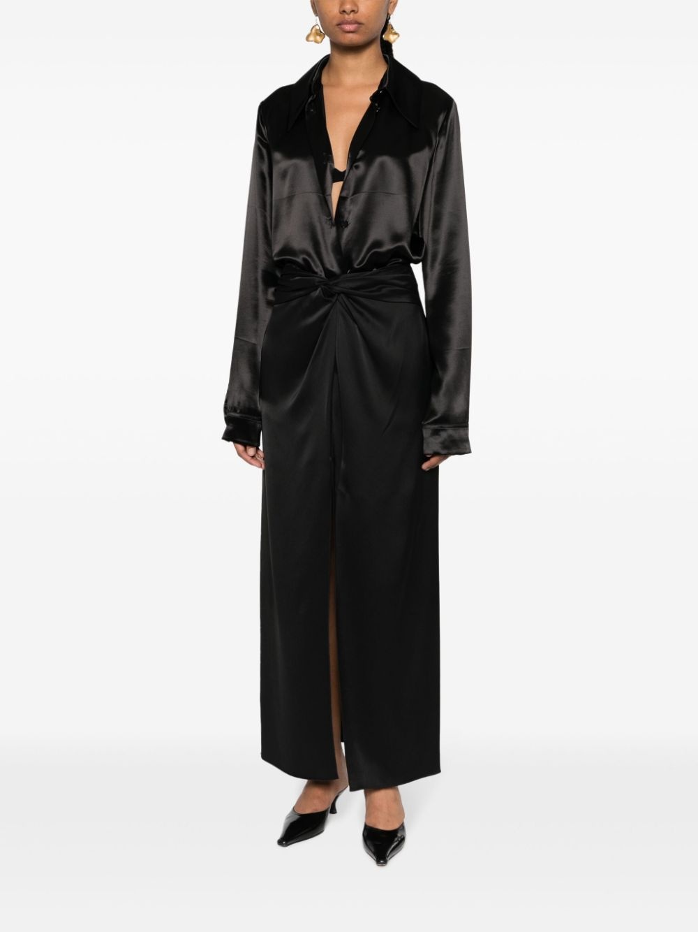Heida satin wrap maxi skirt - 2