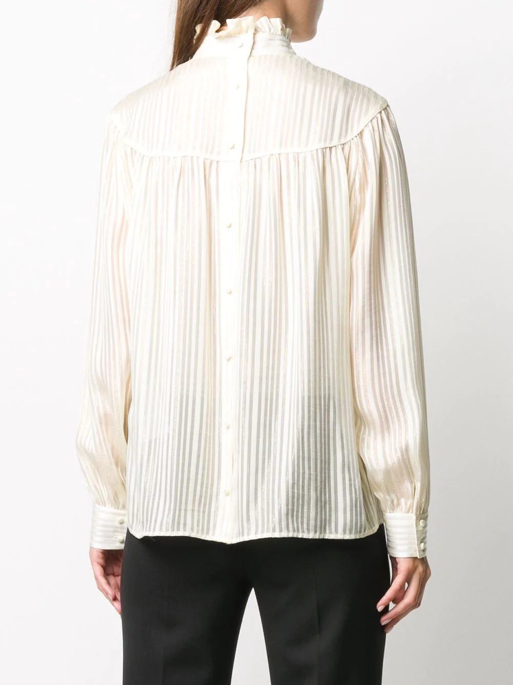 high neck striped silk top - 4