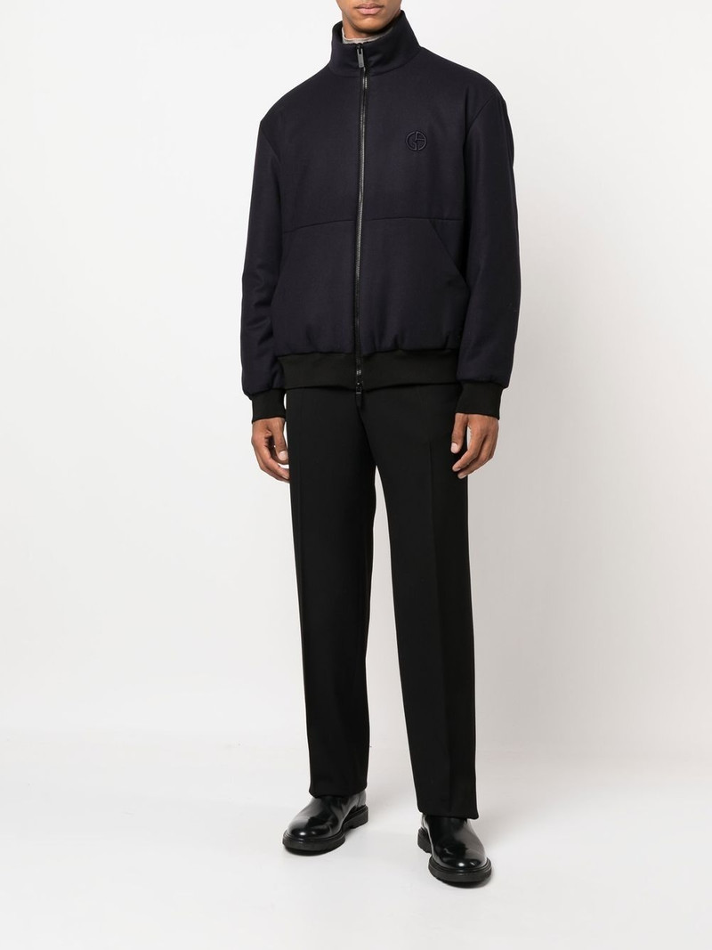 GIORGIO ARMANI embroidered-logo zip-up jacket outlook