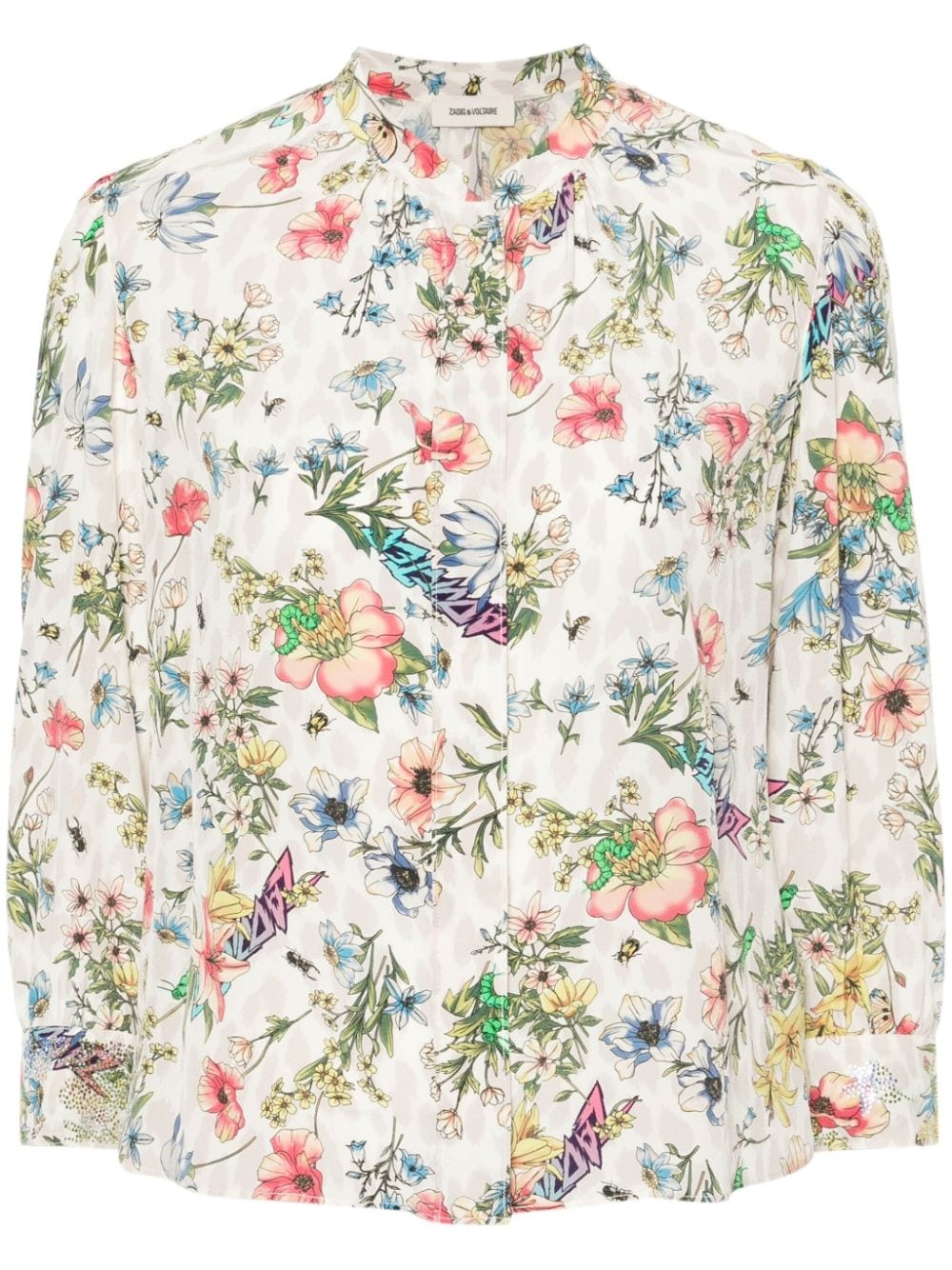 floral-print silk blouse - 1