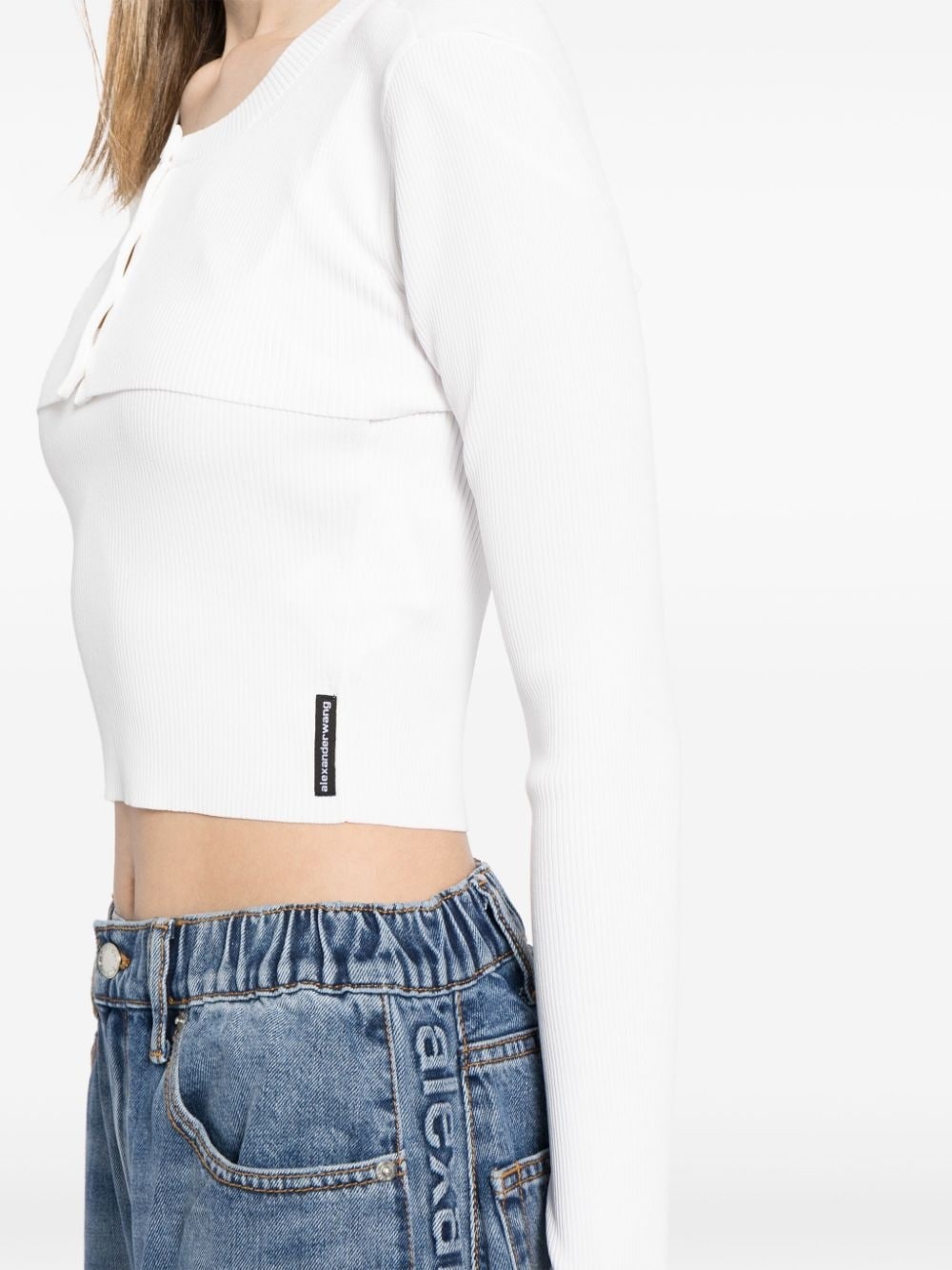 cut-out long-sleeved cropped top - 5