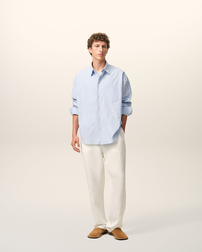 AMI Paris WHITE BLENDED LINEN ELASTICATED WAIST TROUSERS outlook