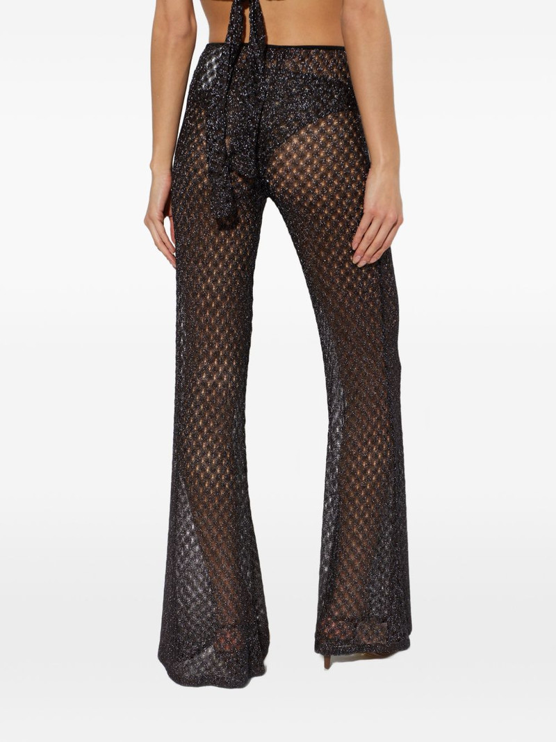 metallic-effect open-knit trousers 4