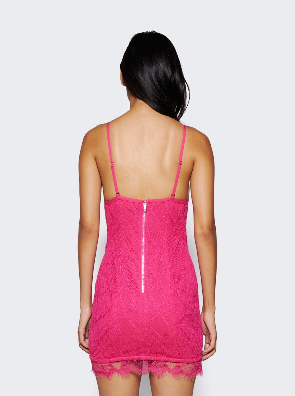 Oblique Lace Corset Dress Candy Pink - 5