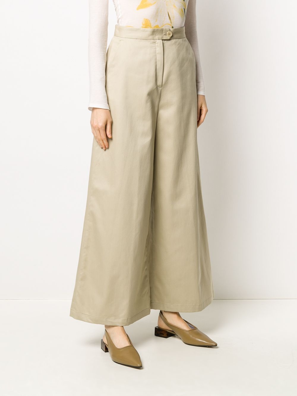 wide-leg cotton trousers - 3