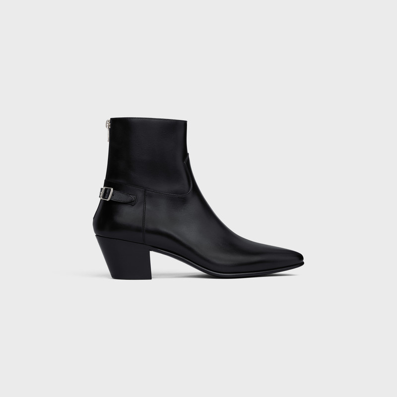 CELINE CELINE JACNO BACK BUCKLE ZIPPED BOOT in Shiny calfskin