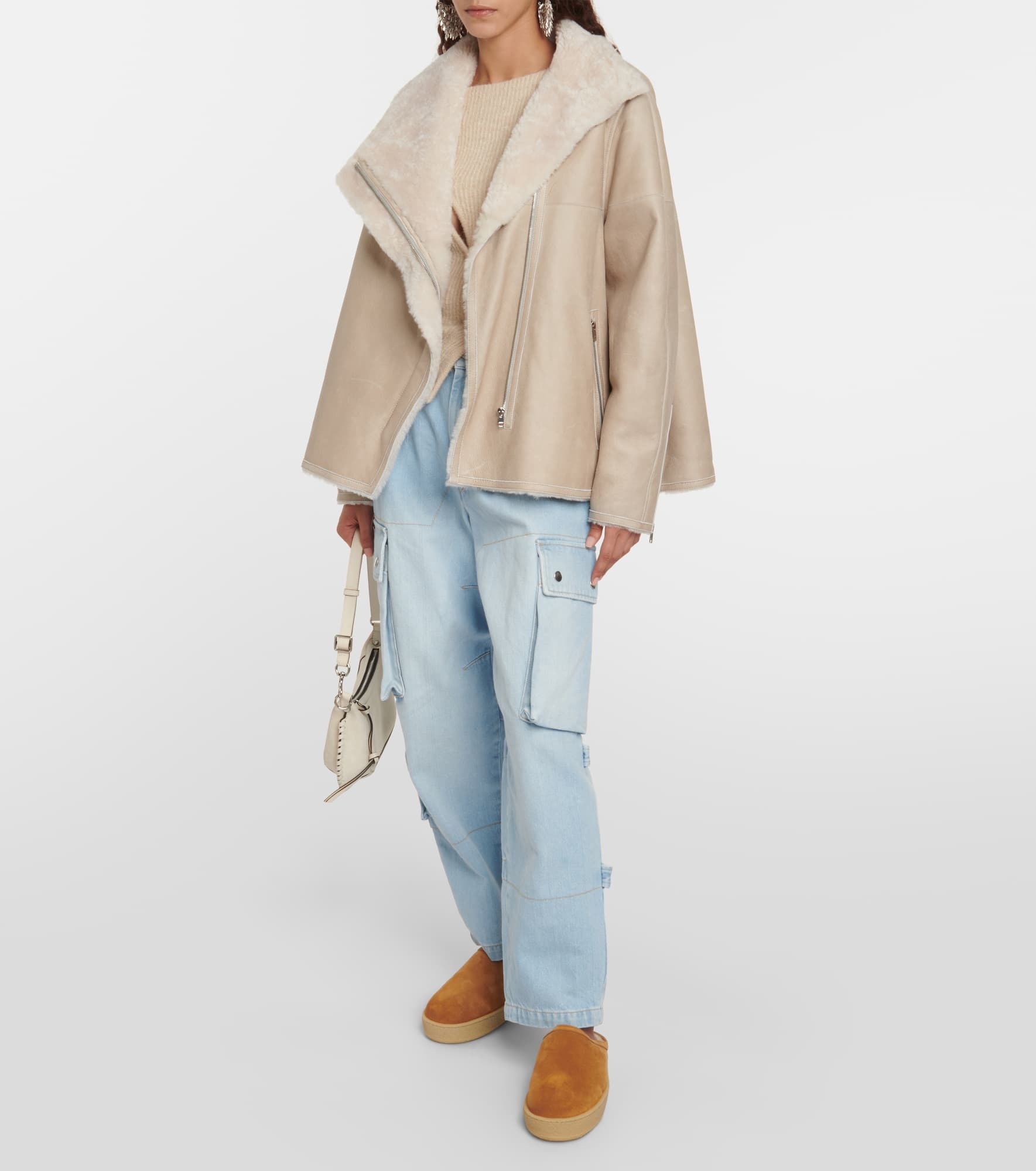 Fozee shearling-lined suede slippers - 2