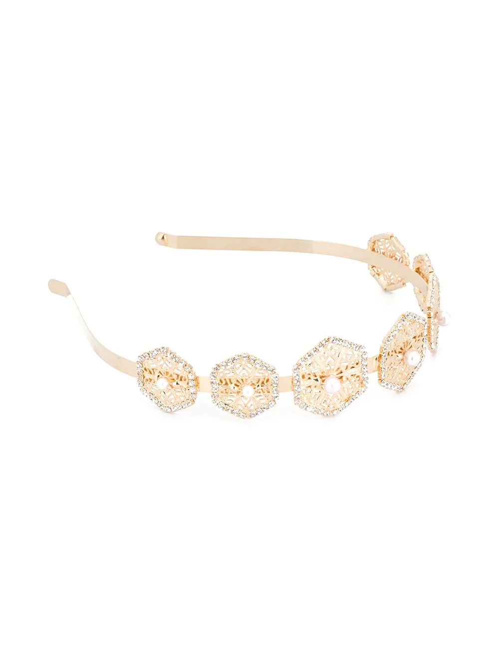 crystal-embellished pearl-appliqué headband - 2