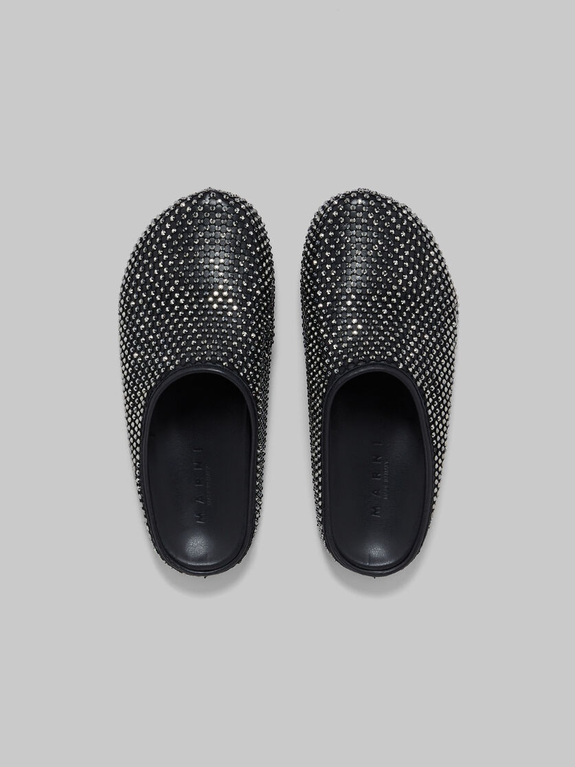 BLACK LEATHER FUSSBETT SABOT WITH RHINESTONES - 4