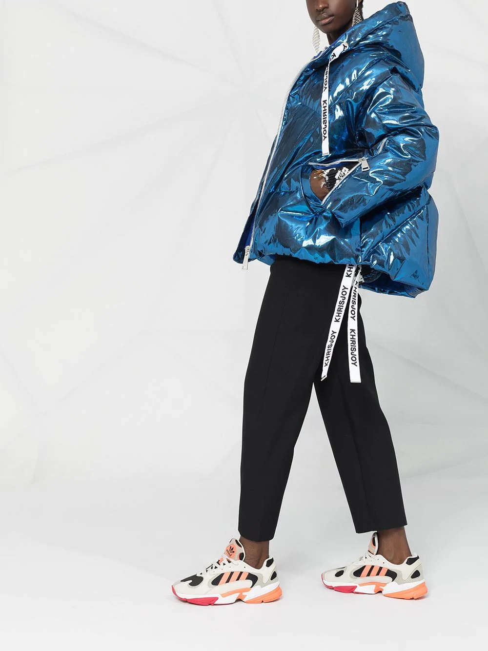 metallic logo puffer jacket - 4