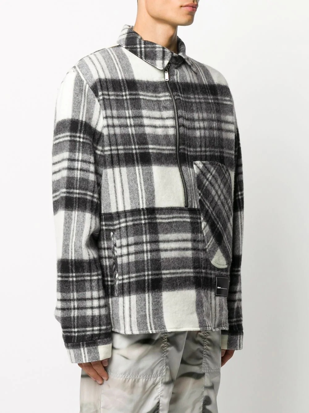 half-zip plaid wool shirt - 3