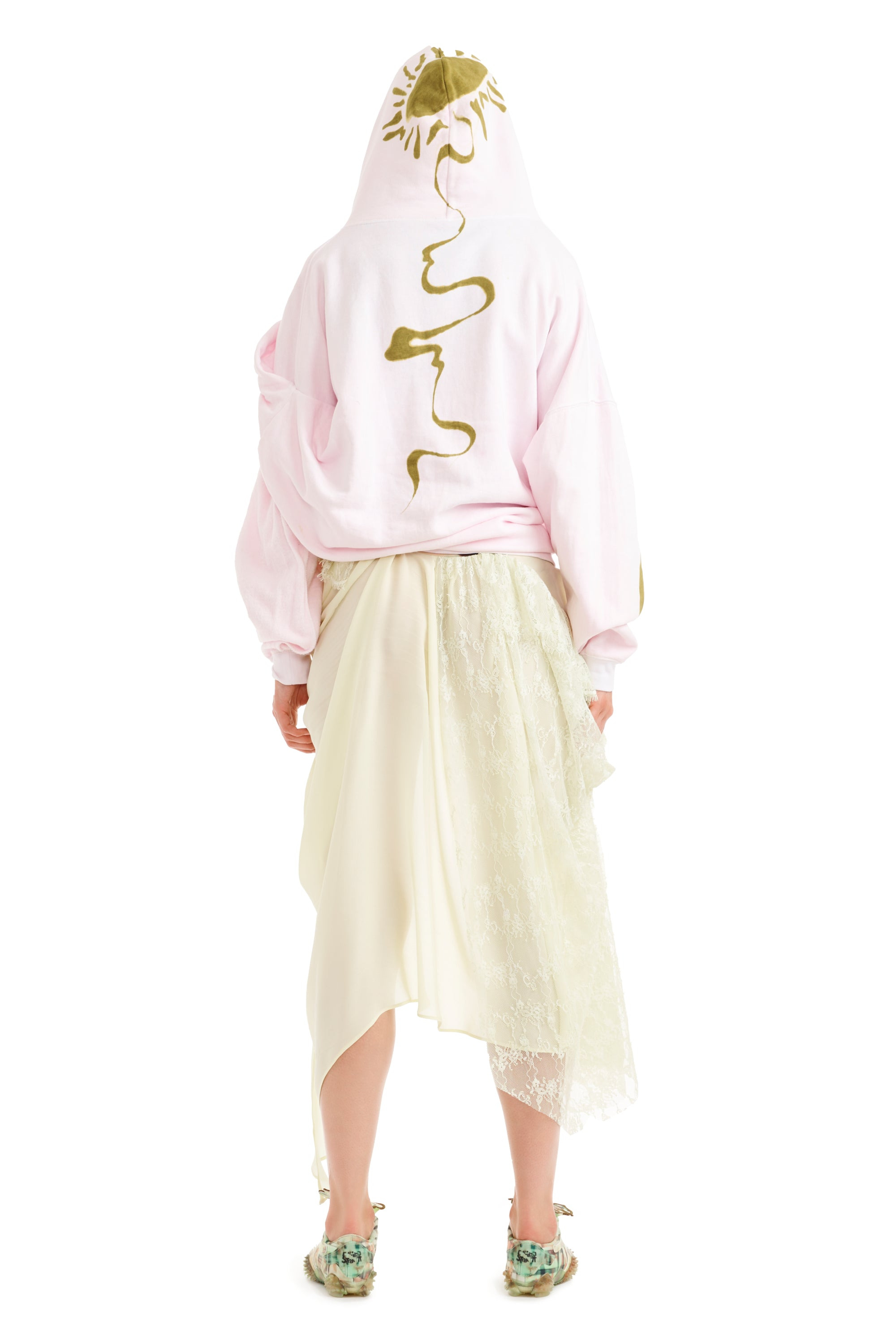 PINK DAISY EVA DRAPED HOODIE - 10