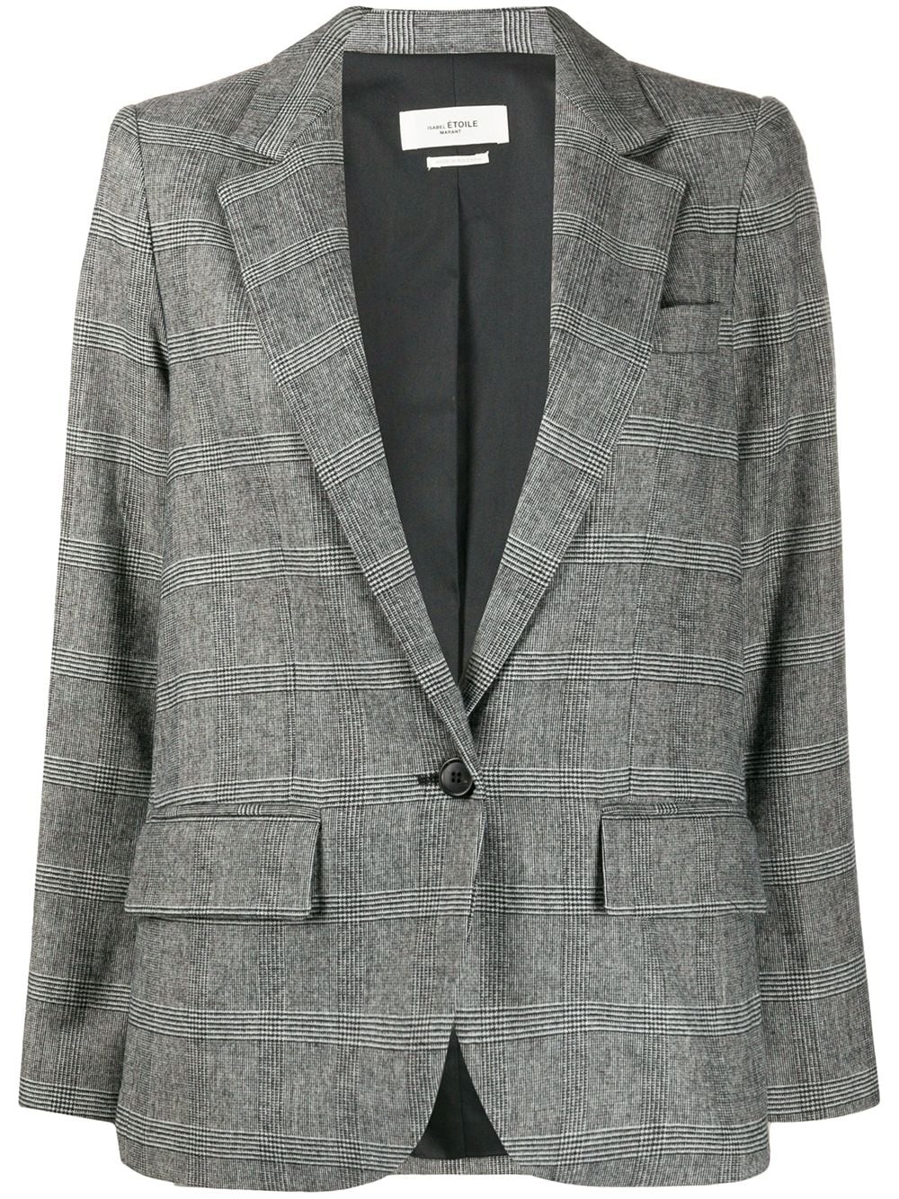 checkered single-breasted blazer - 1