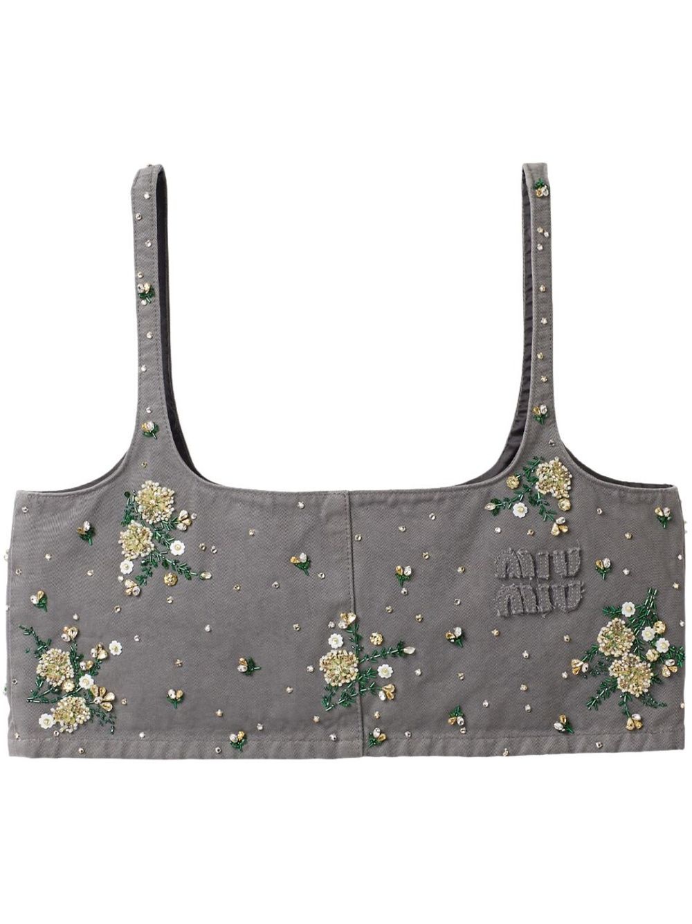 floral-embellished crop top - 1