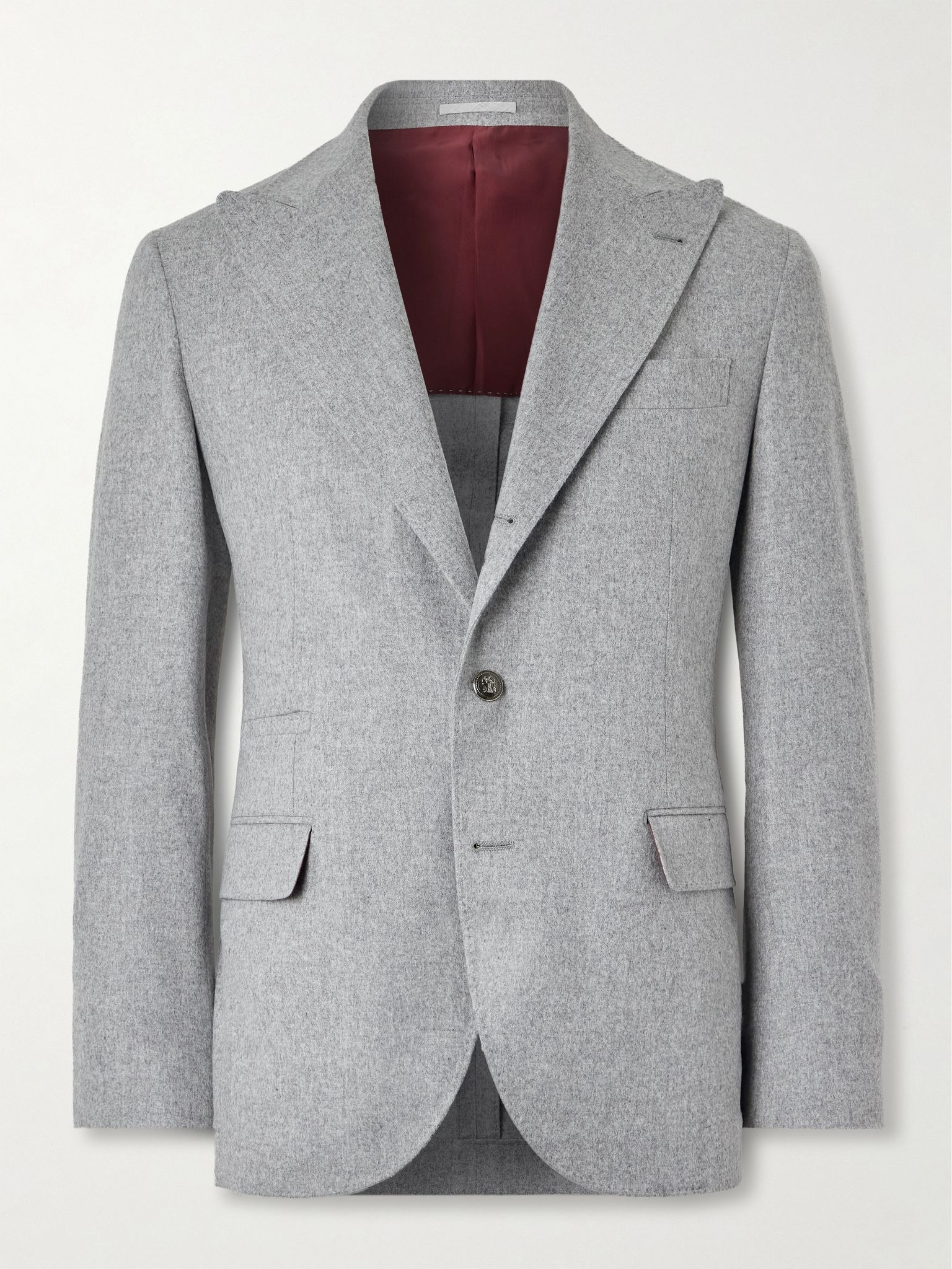 Wool and Cashmere-Blend Suit Jacket Gray - 1