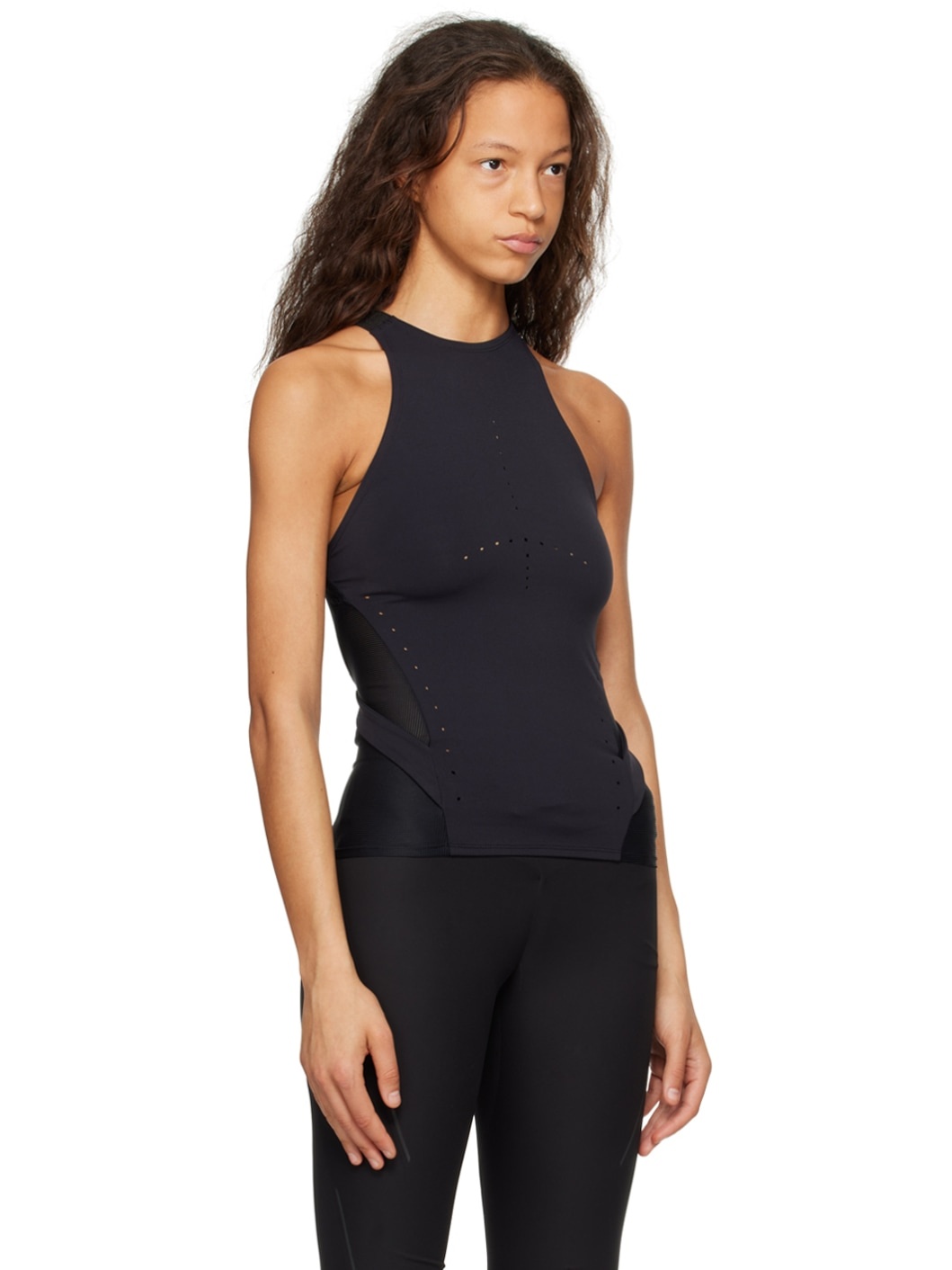 Black Perforated Tank Top - 2