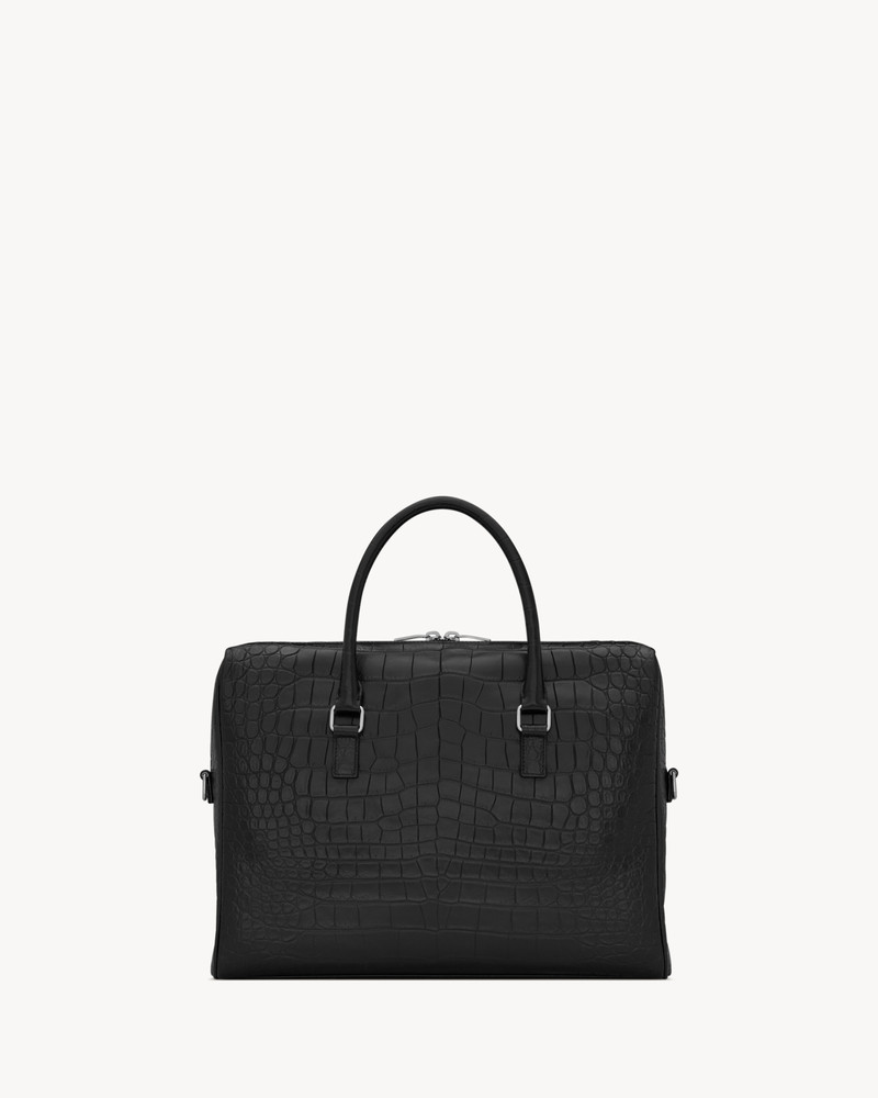 SAINT LAURENT DUFFLE SAINT LAURENT BRIEFCASE BAG IN CROCODILE-EMBOSSED MATTE LEATHER outlook
