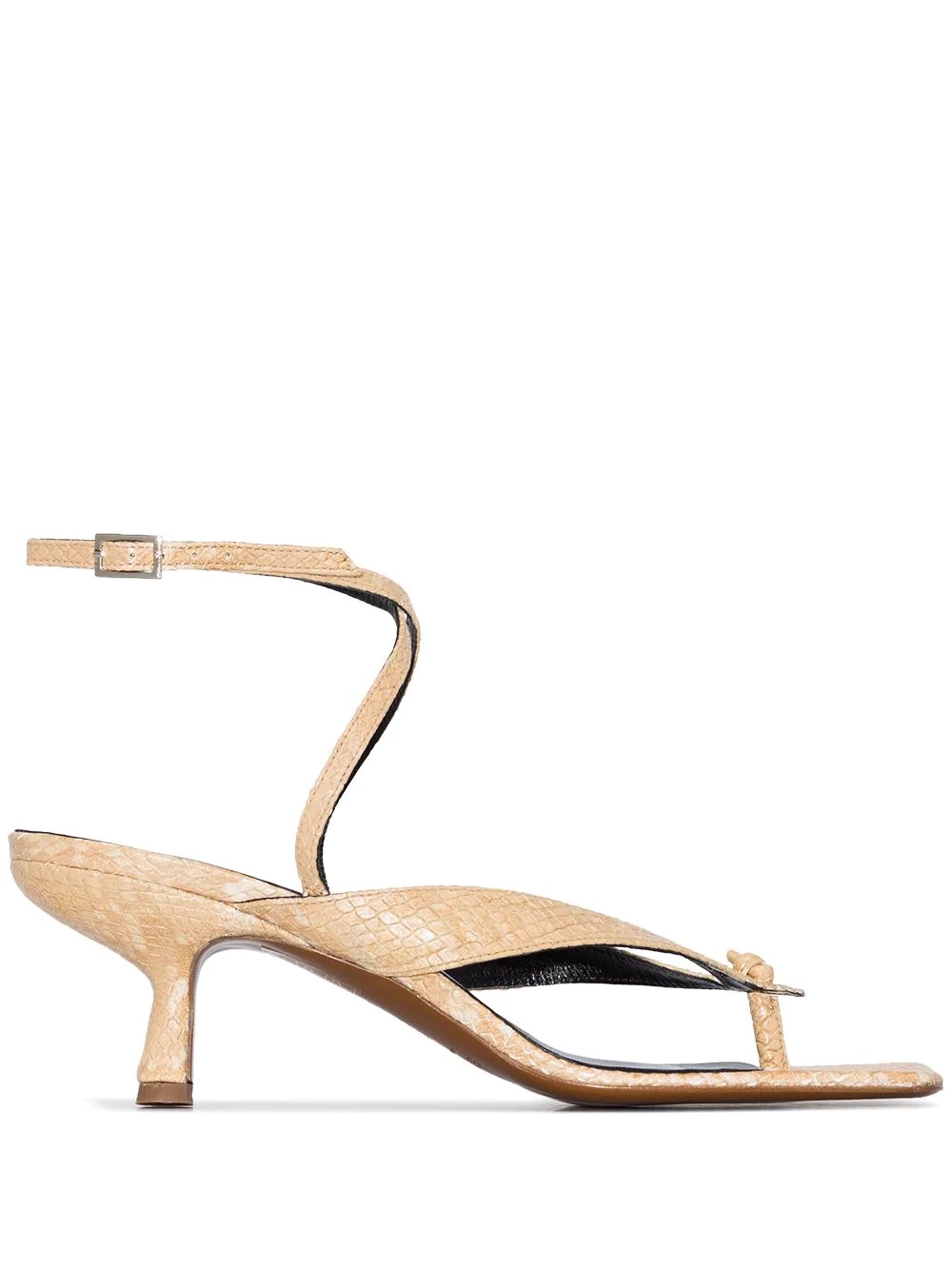 Mindy snake-effect leather sandals - 1