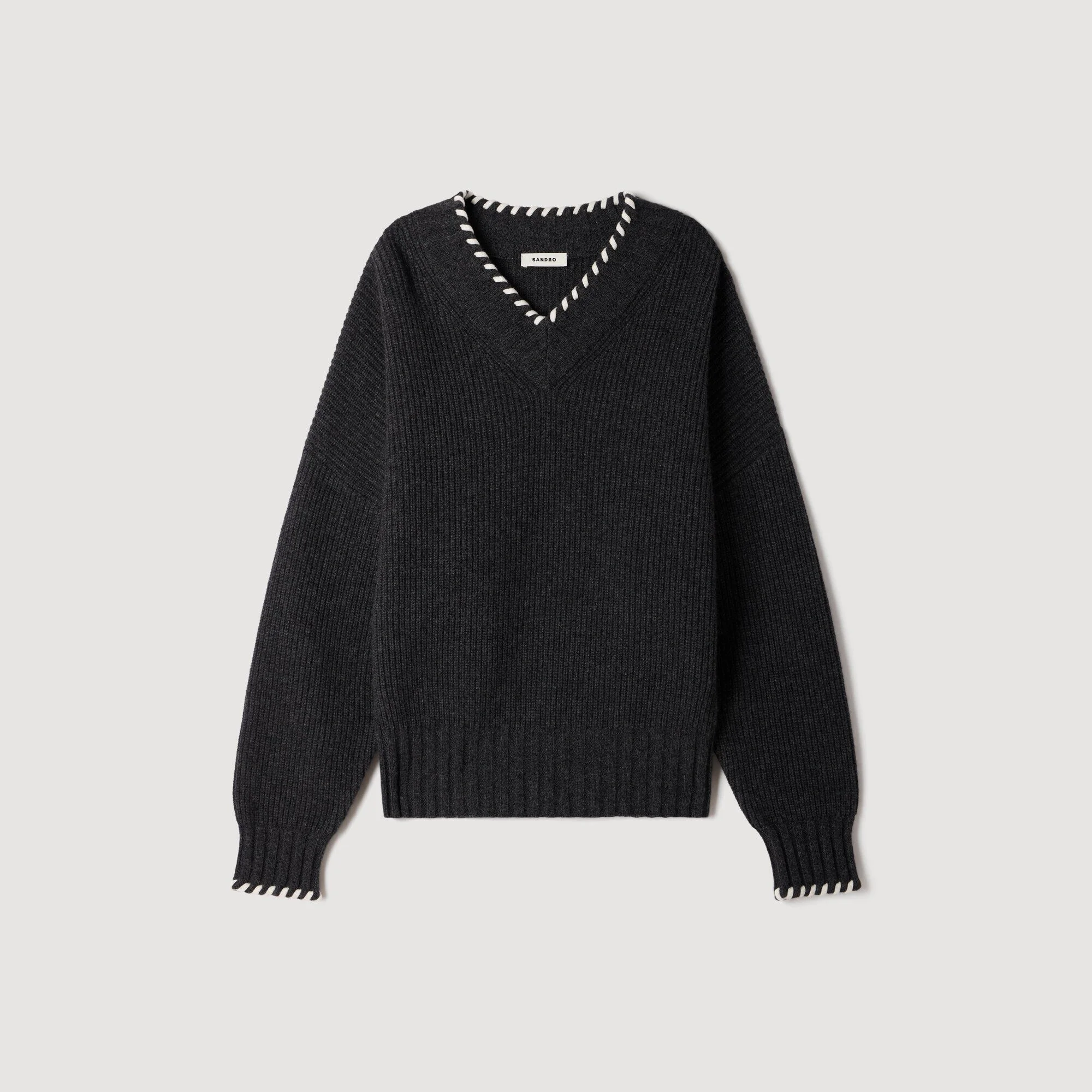 BRAIDED V-NECK SWEATER - 1