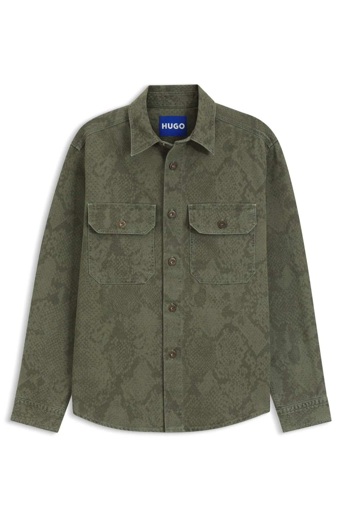 OVERSIZED-FIT SHIRT IN SNAKE-PRINT COTTON CANVAS - 1