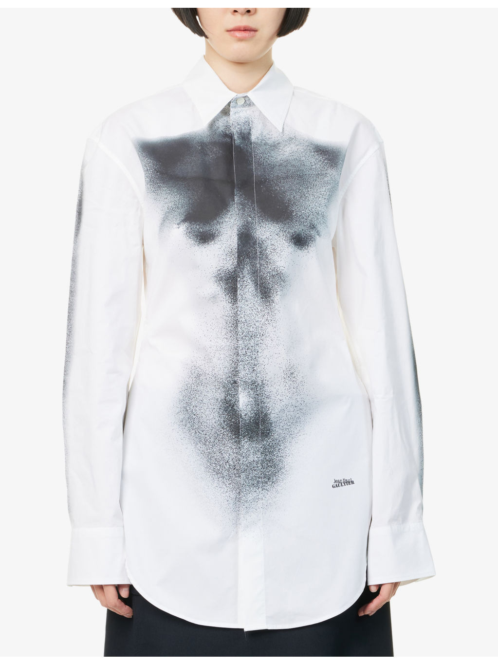 Printed Curved-Hem Stretch-Cotton Shirt - 3