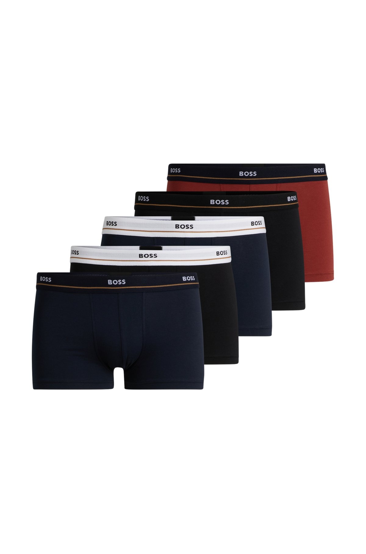 FIVE-PACK OF STRETCH-COTTON TRUNKS WITH LOGO WAISTBANDS - 1