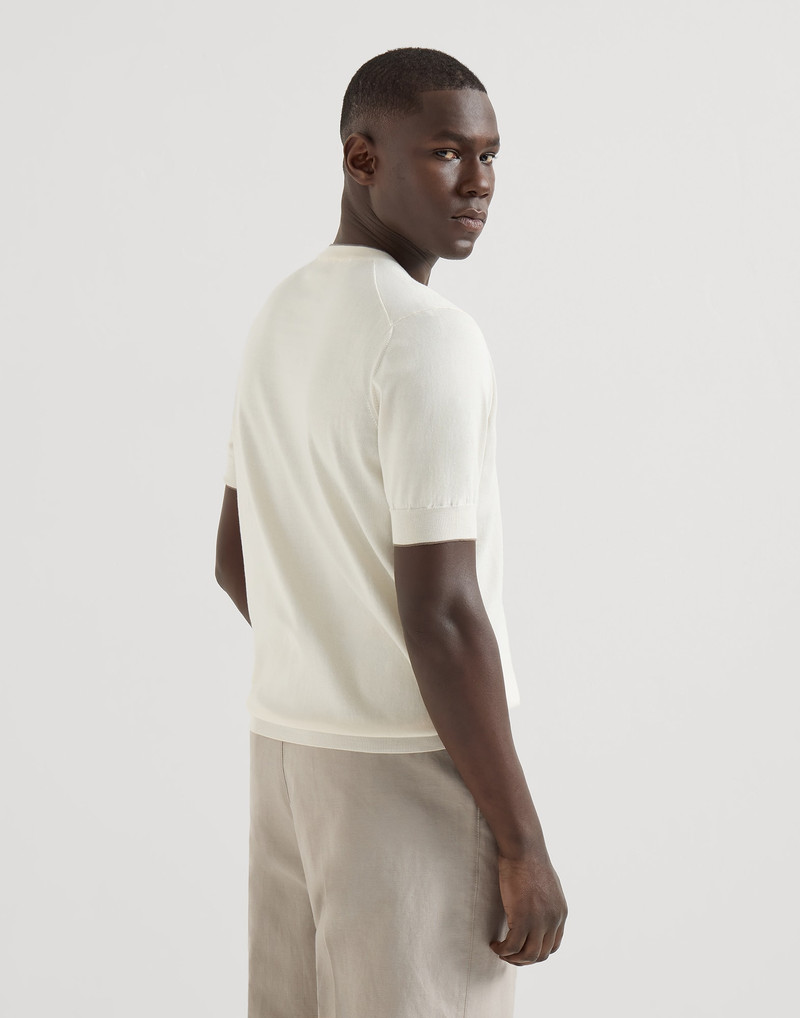 Cotton lightweight knit T-shirt with contrast details 3