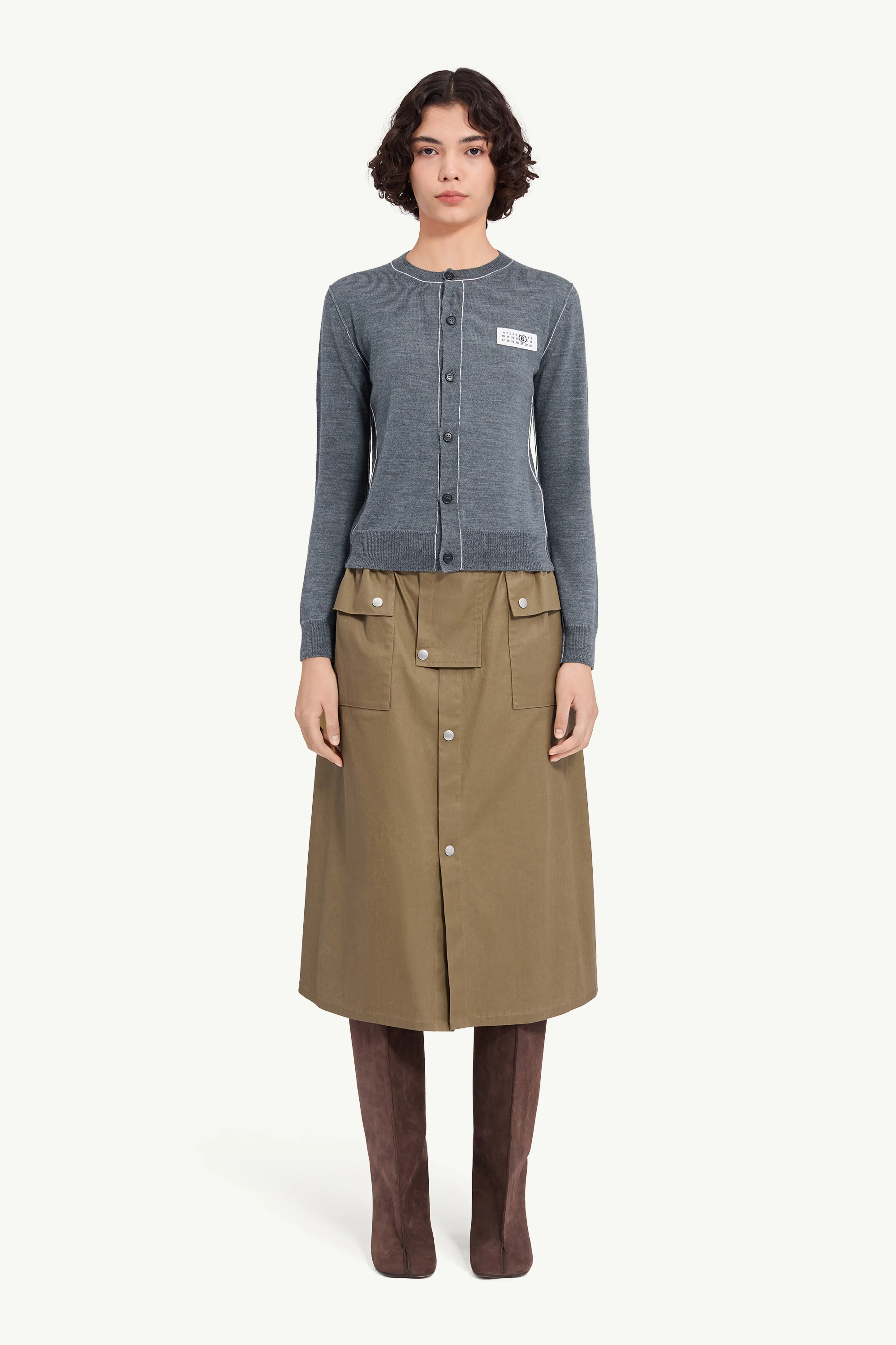 Button-front wool blend knit cardigan - 1