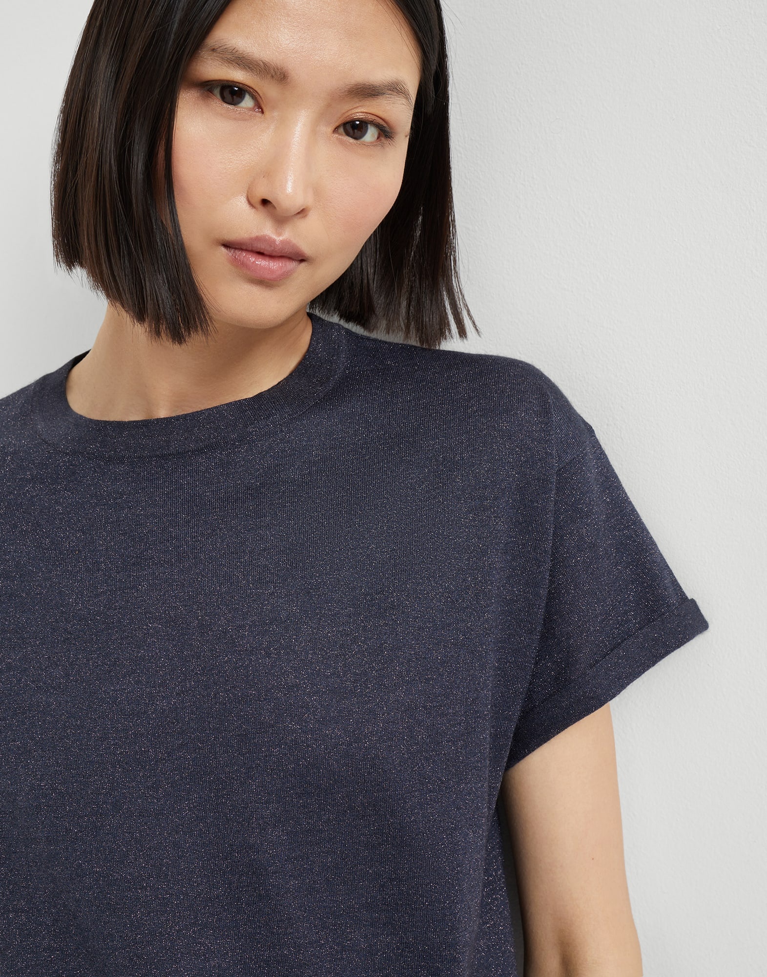 Sparkling cashmere and silk lightweight knit T-shirt - 3