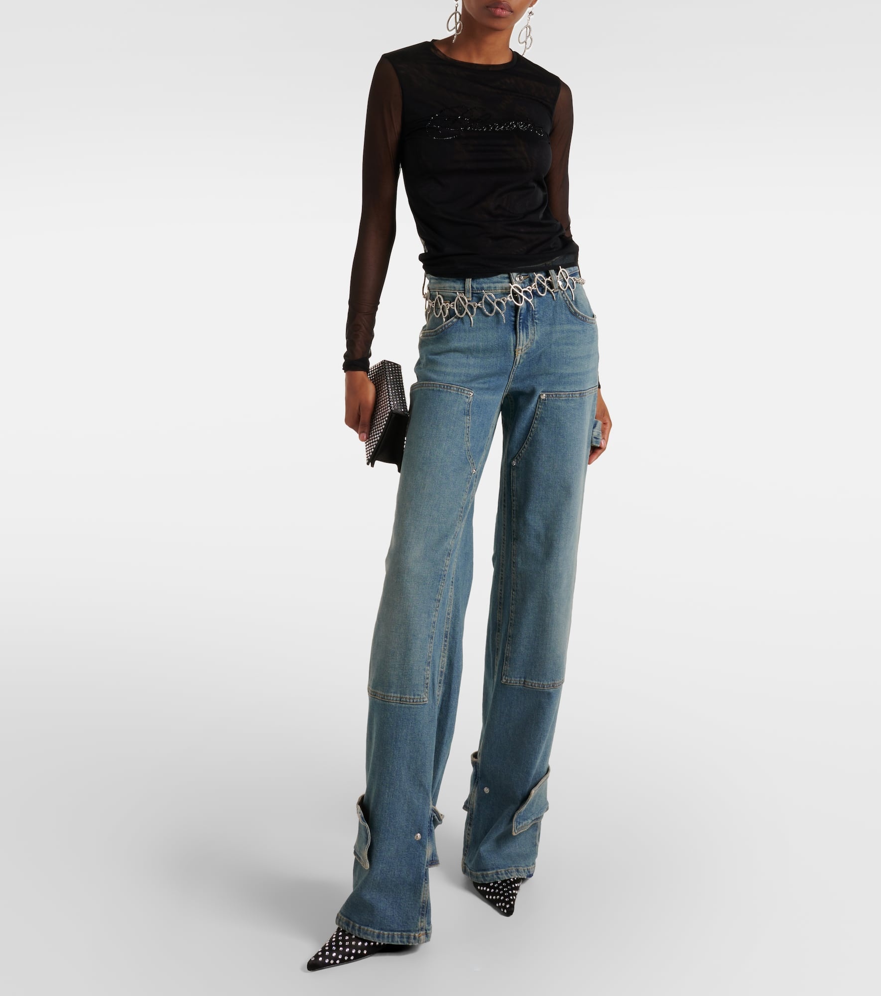 Logo tulle-trimmed T-shirt - 2