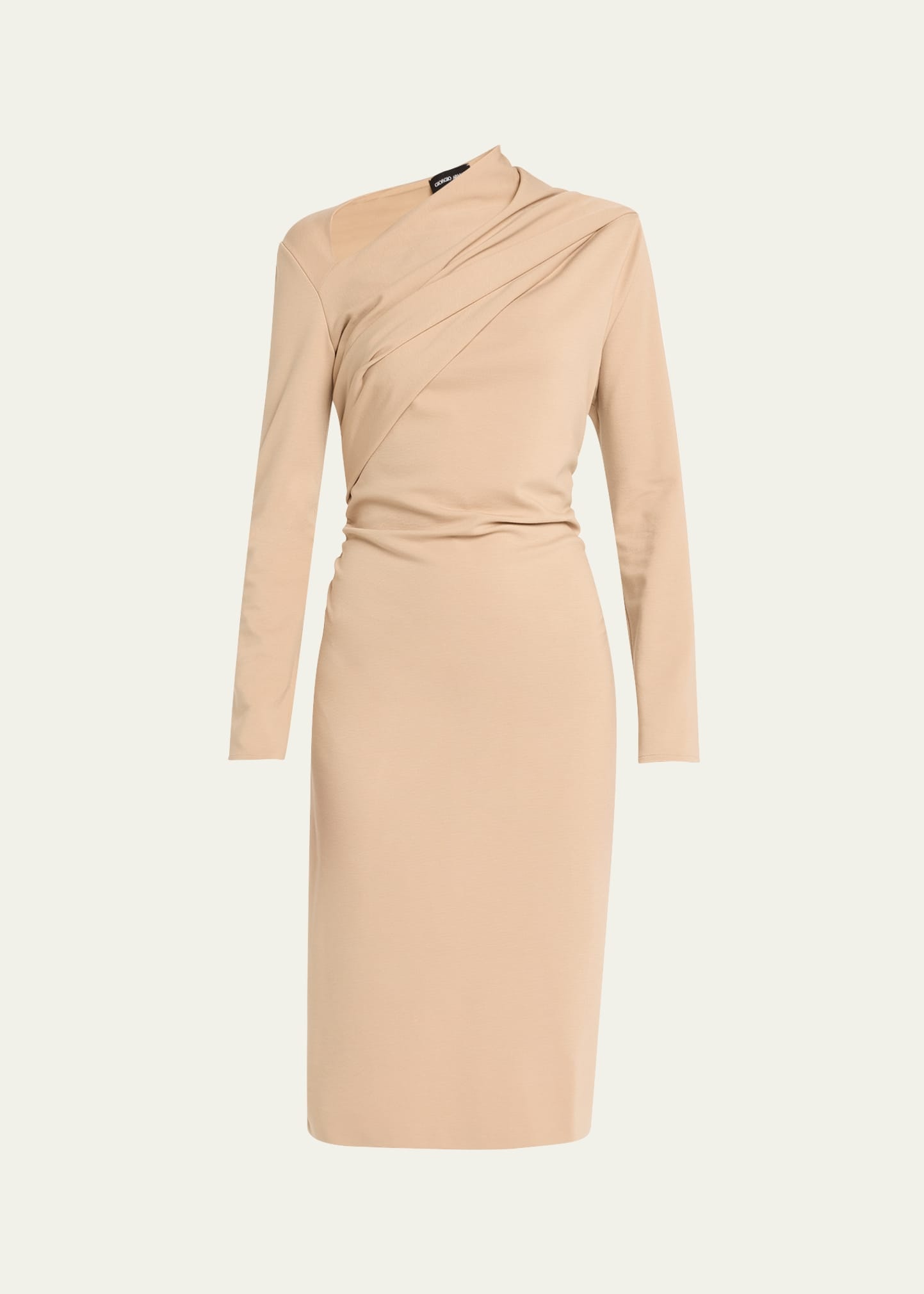 Asymmetric Long-Sleeve Jersey Dress - 1