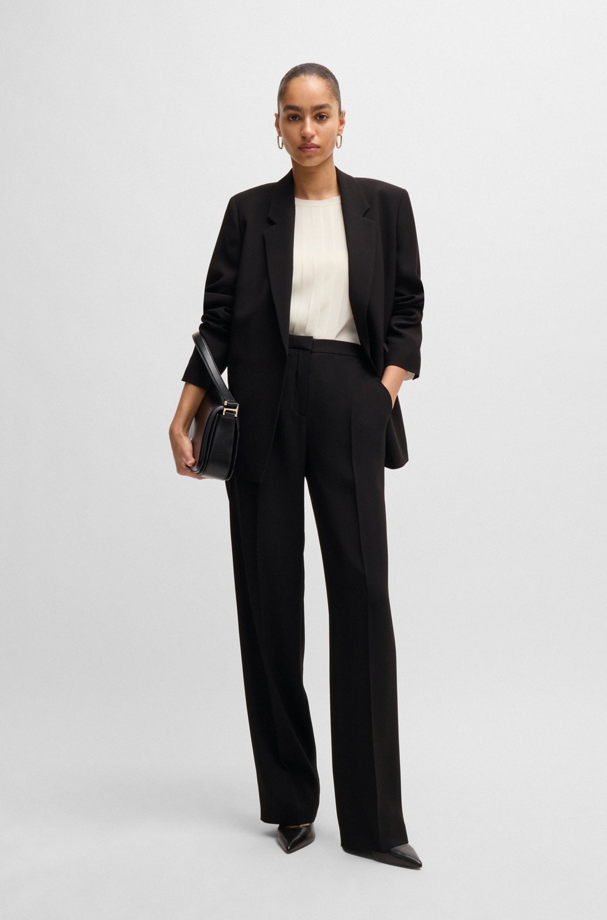 REGULAR-FIT TROUSERS IN MATTE FABRIC - 3