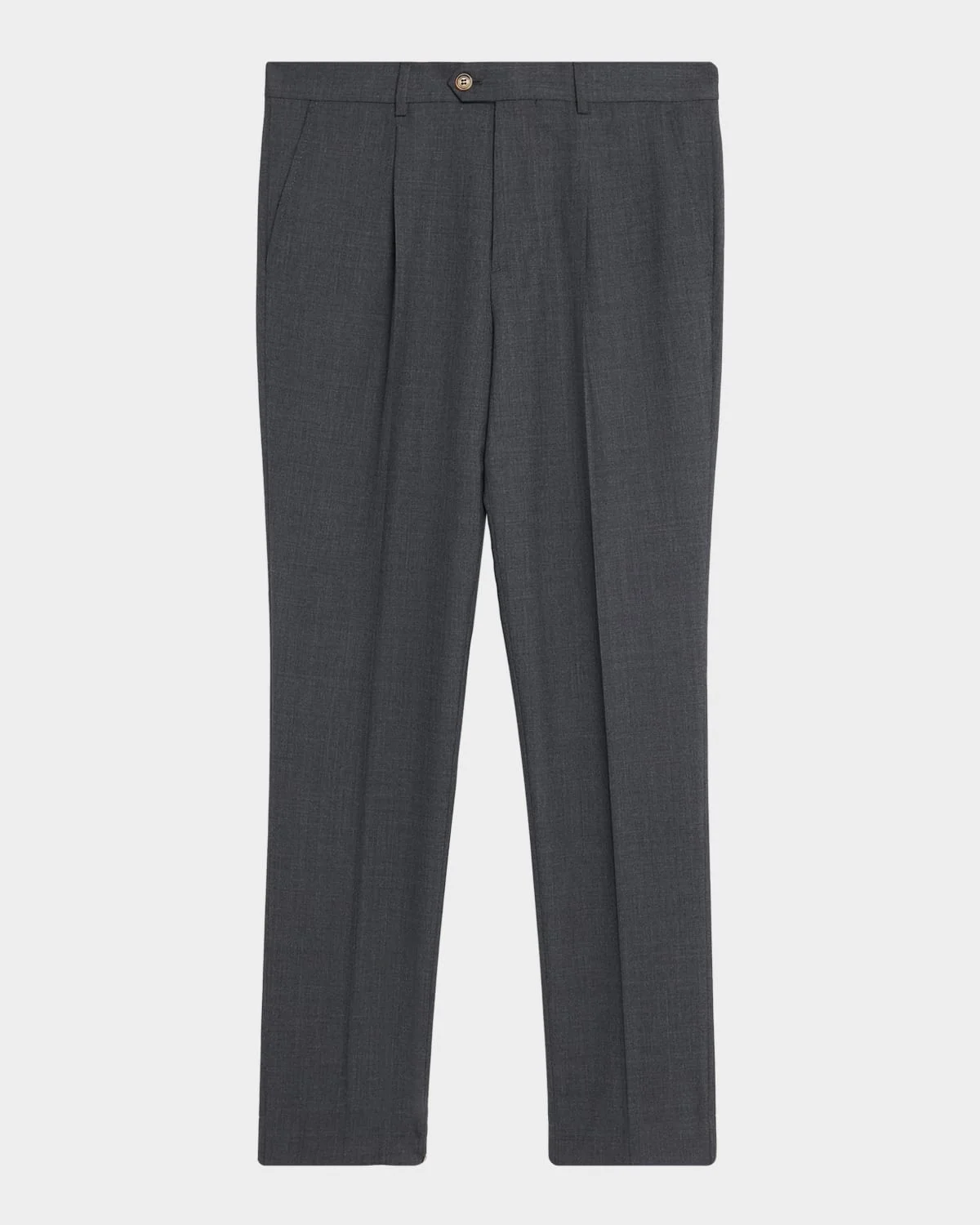 Men's Virgin Wool Leisure-Fit Pleated Trousers - 1