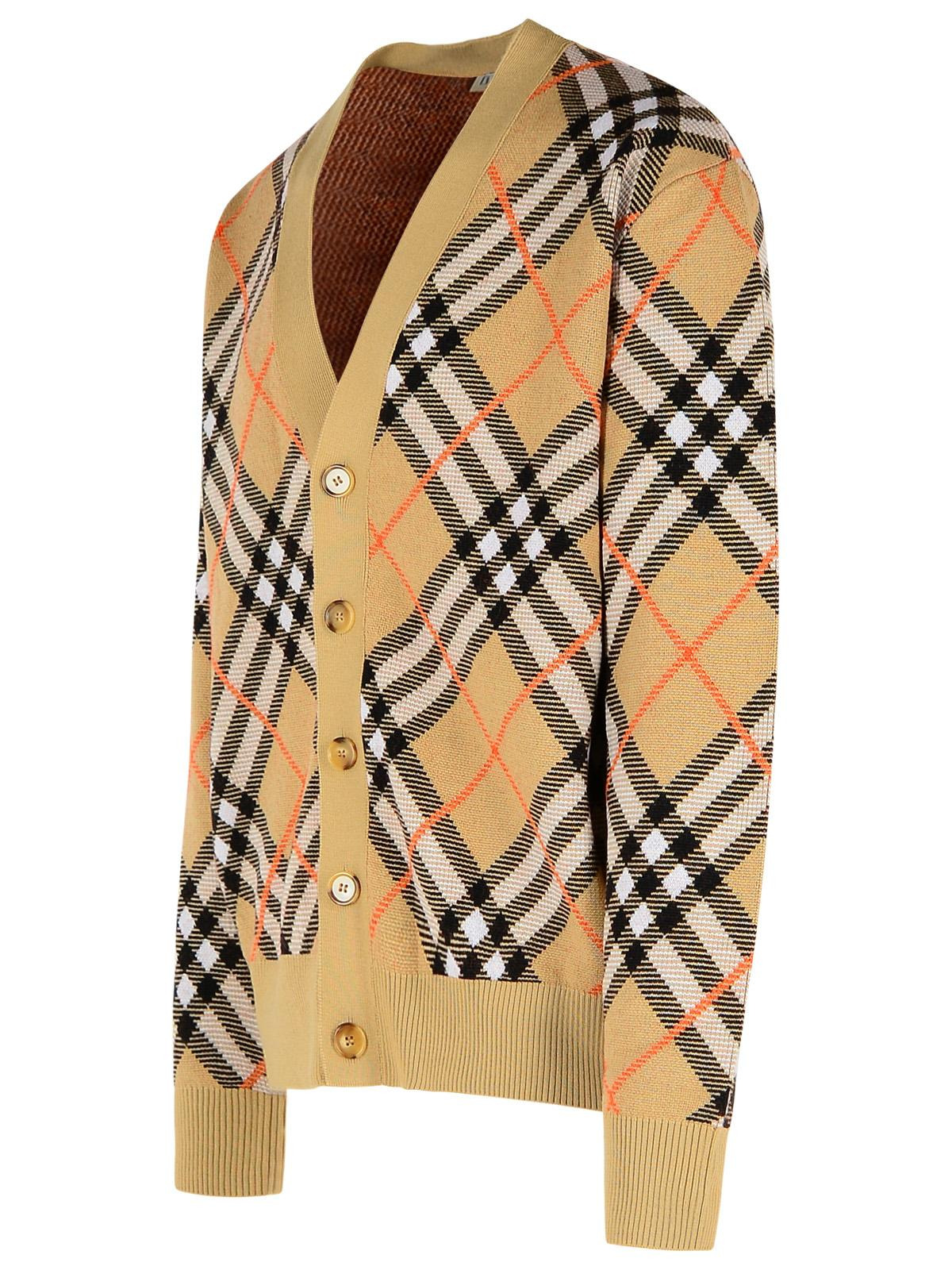 Burberry 'Check' Beige Wool Cardigan Men - 2