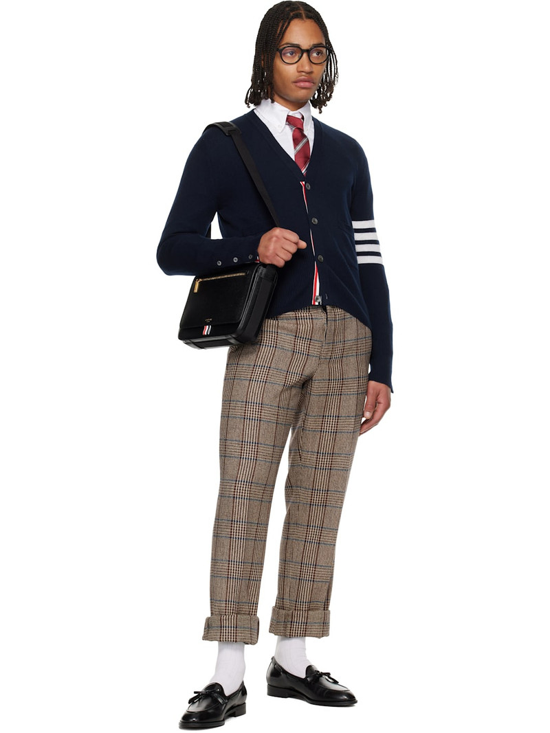 Thom Browne Navy Classic Cashmere 4-Bar V-Neck Cardigan outlook