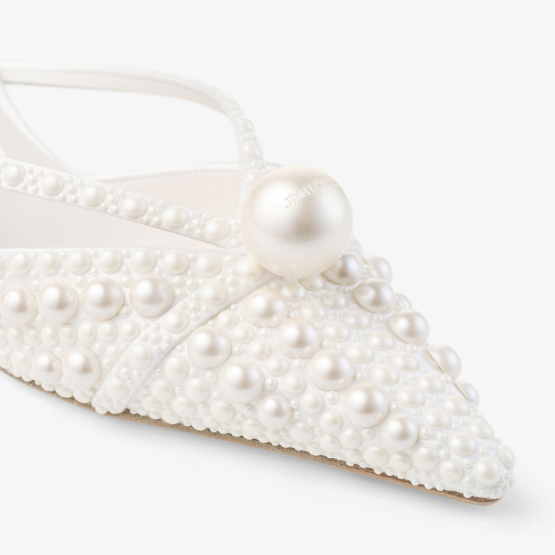 Sana Mule 50 White Satin Mule with Pearl Embellishments 4
