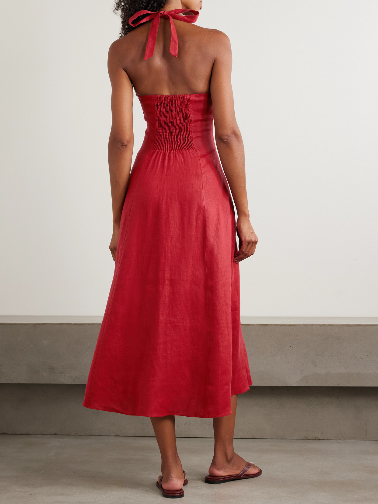 Marais Linen Halterneck Midi Dress - 3