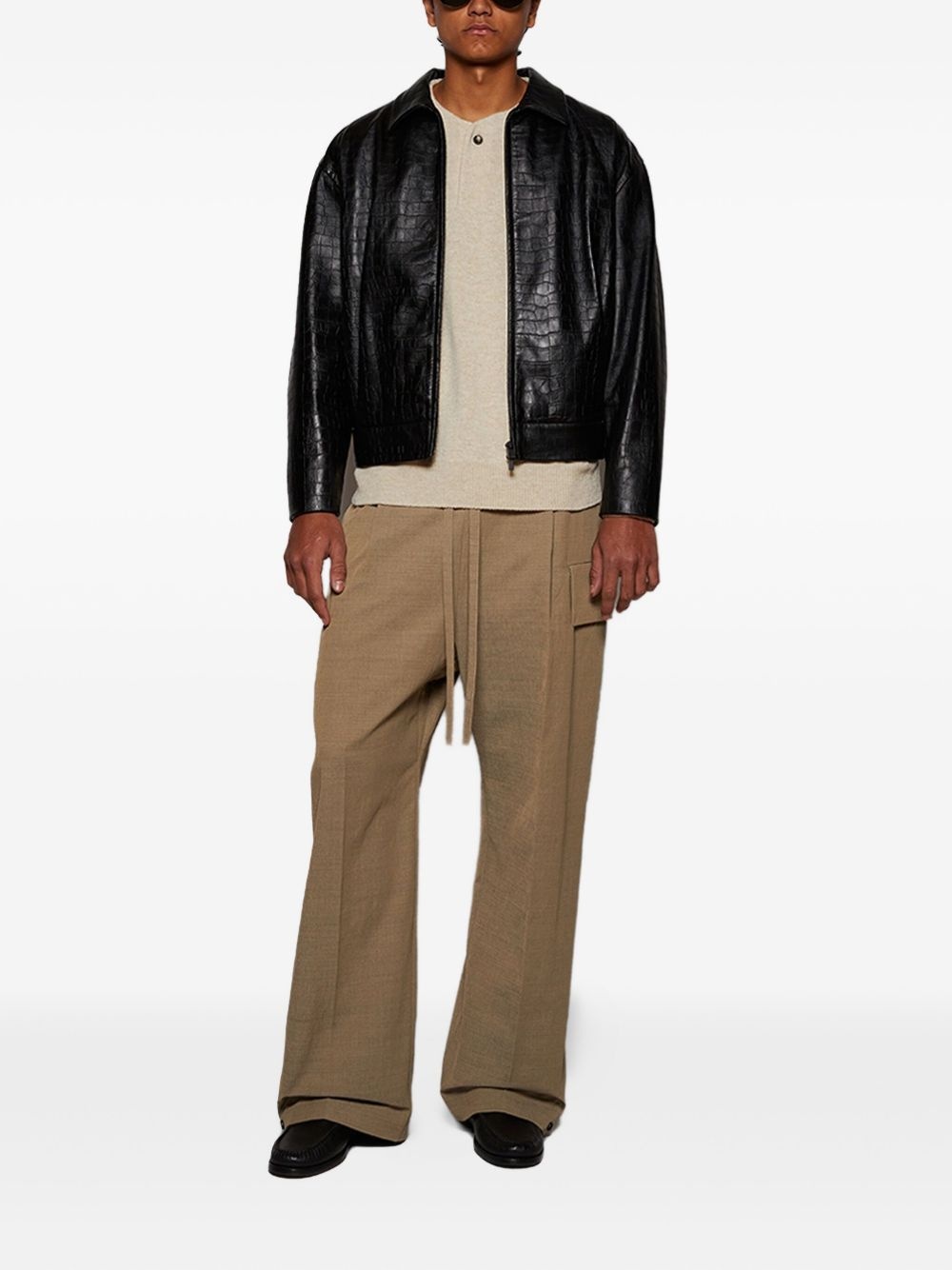crocodile-effect zip-front jacket - 2