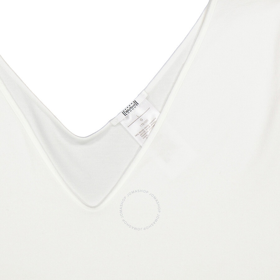 Wolford Ladies White Viscose V-neck Pullover - 6