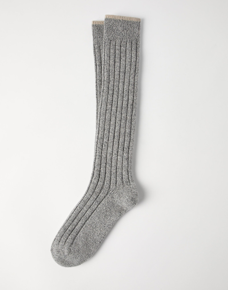 Cashmere chiné rib knit socks 1