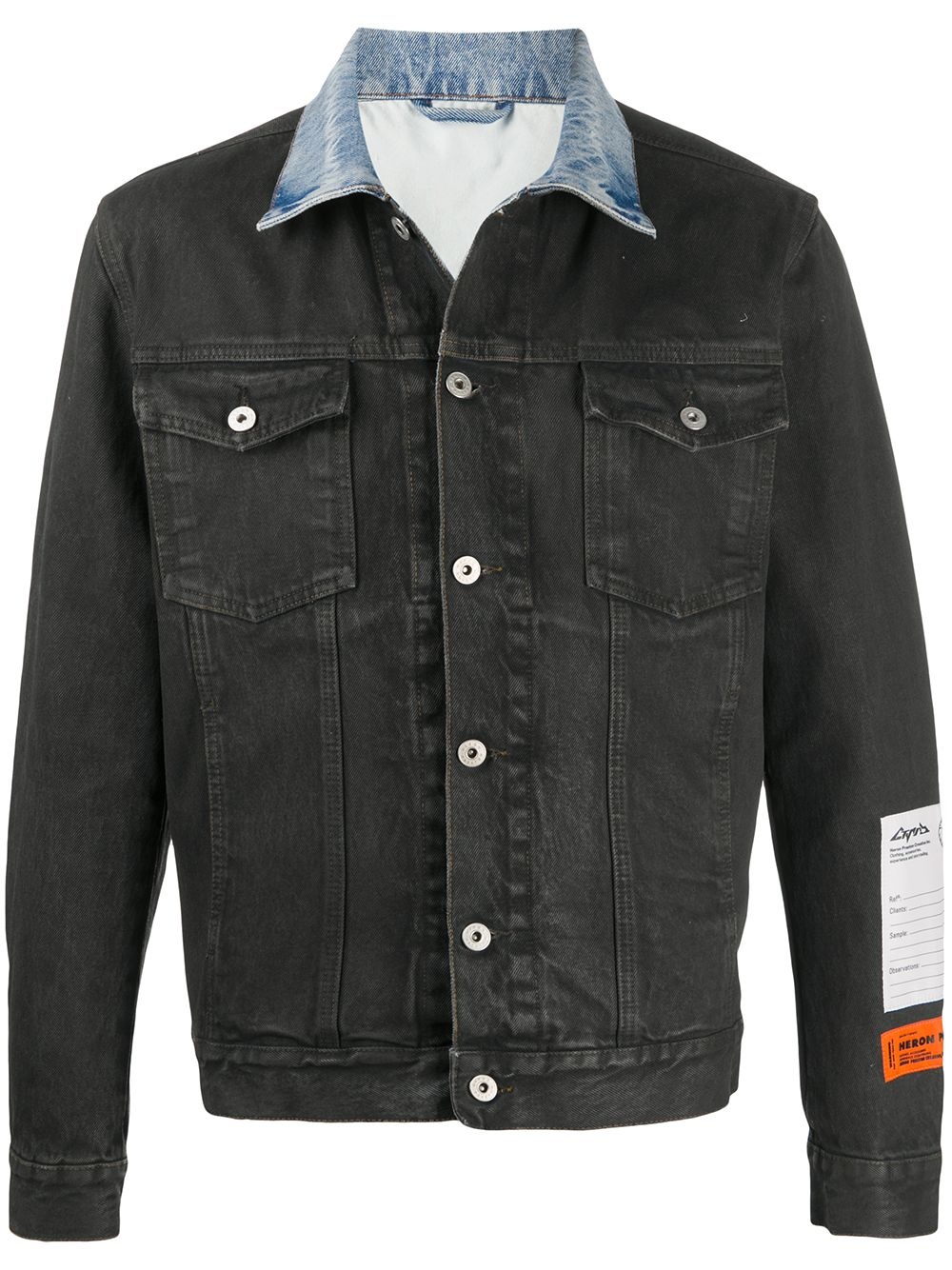 contrasting-collar denim jacket - 1