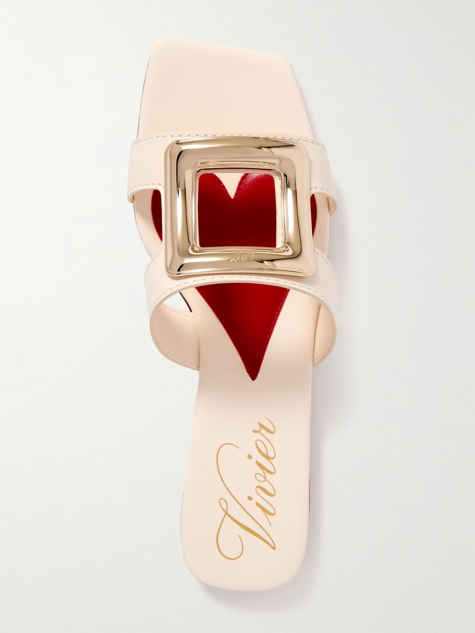 Nagoya embellished cutout leather slides Off-white - 5