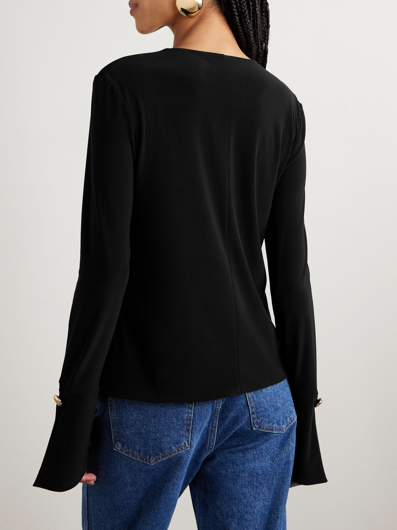 The Marla cutout stretch-jersey top Black - 3