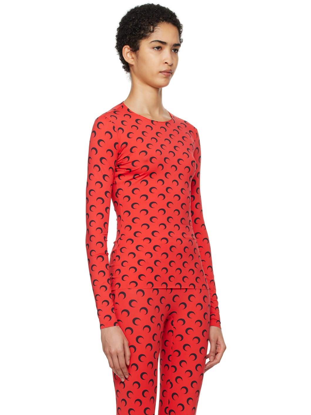 Red Recycled Moon Crewneck T-Shirt - 2