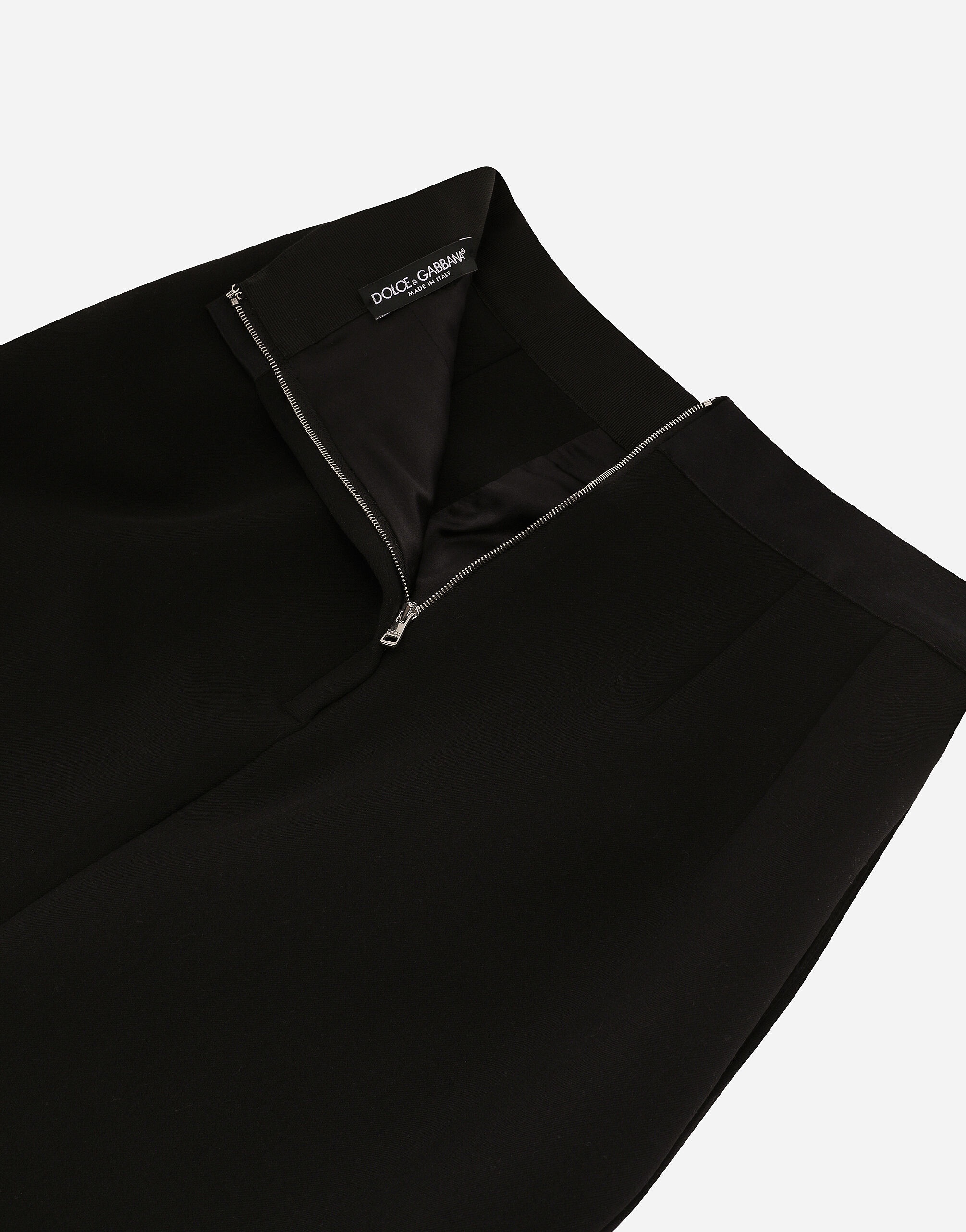 Wool midi pencil skirt with satin waistband - 11