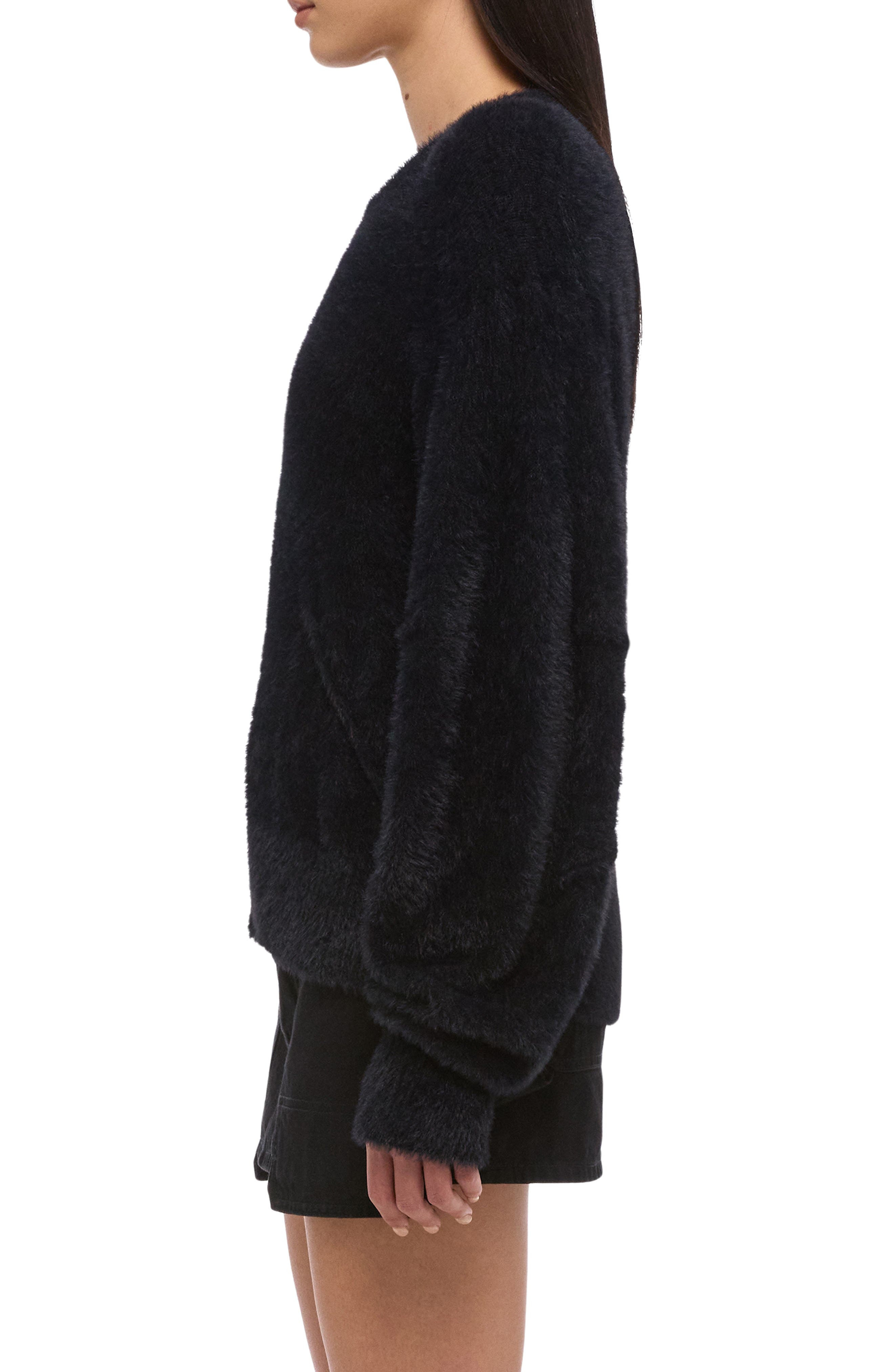Helmut Lang Apex Eyelash Faux Fur Sweater in Black at Nordstrom - 3