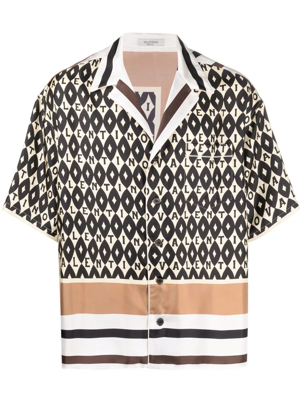 logo-print silk shirt - 1